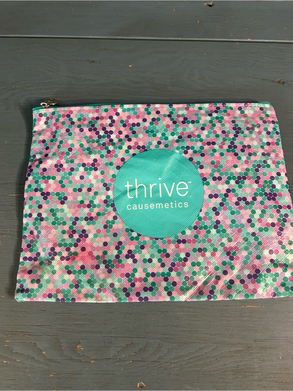 Thrive Causemetics Polka Dot Cosmetic Pouch - Teal, Pink, Purple Plastic/Pool